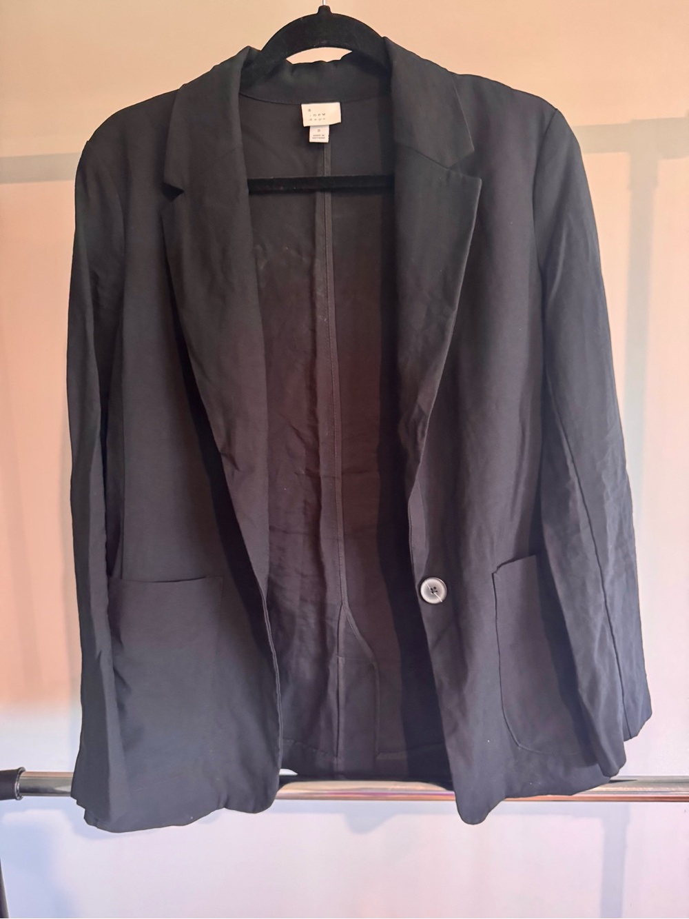 Women's Black Single-Button Blazer Jacket